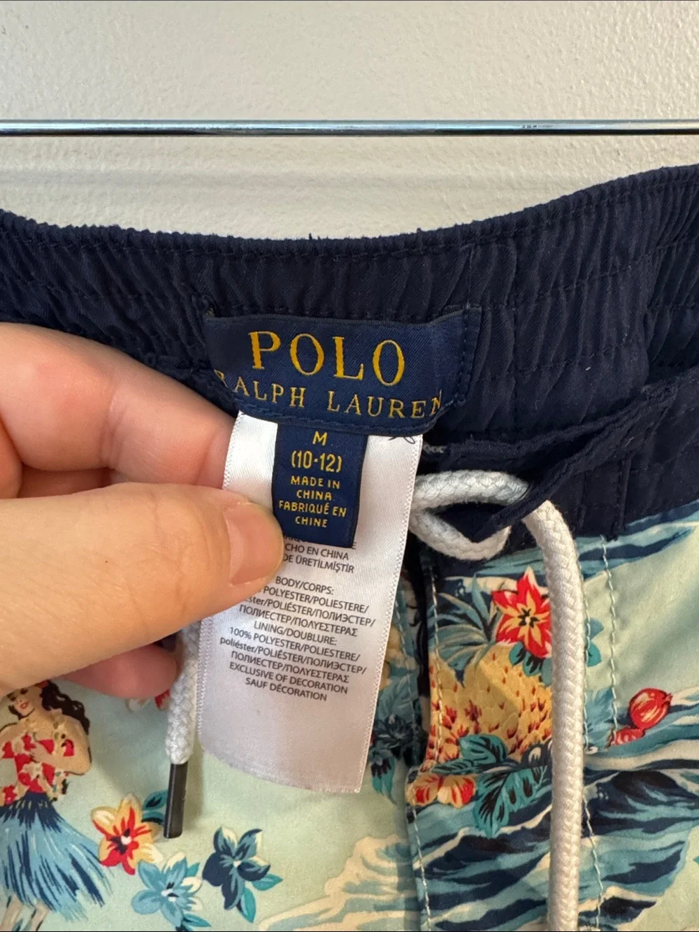 Boys Polo Ralph Lauren Light Blue Tropical Print Swim Shorts Size Medium (10/12)
